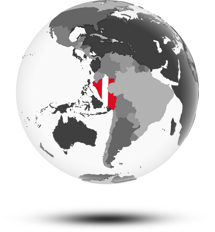 Peru on Political Globe Isolated